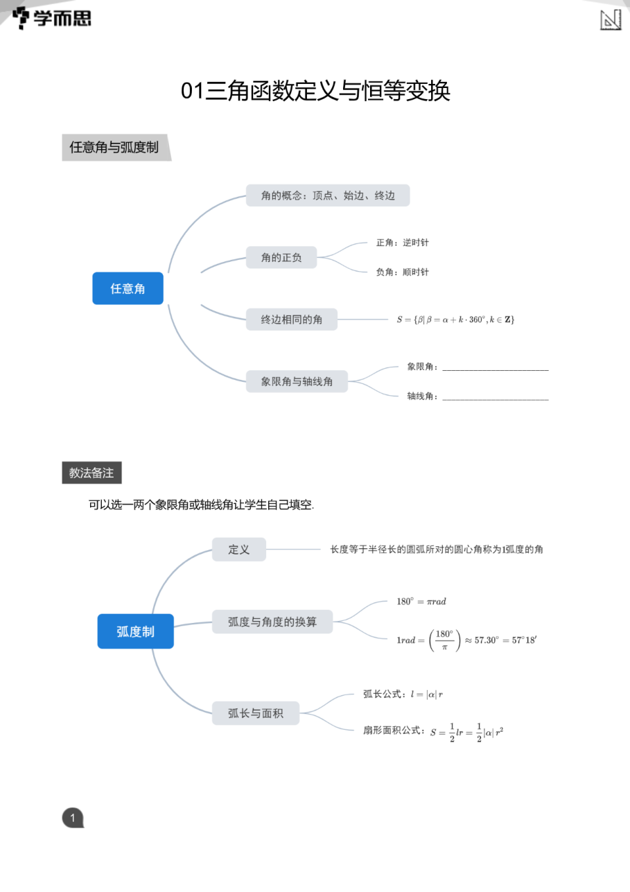 01三角函数定义与恒等变换(教师版).pdf 第 1 页