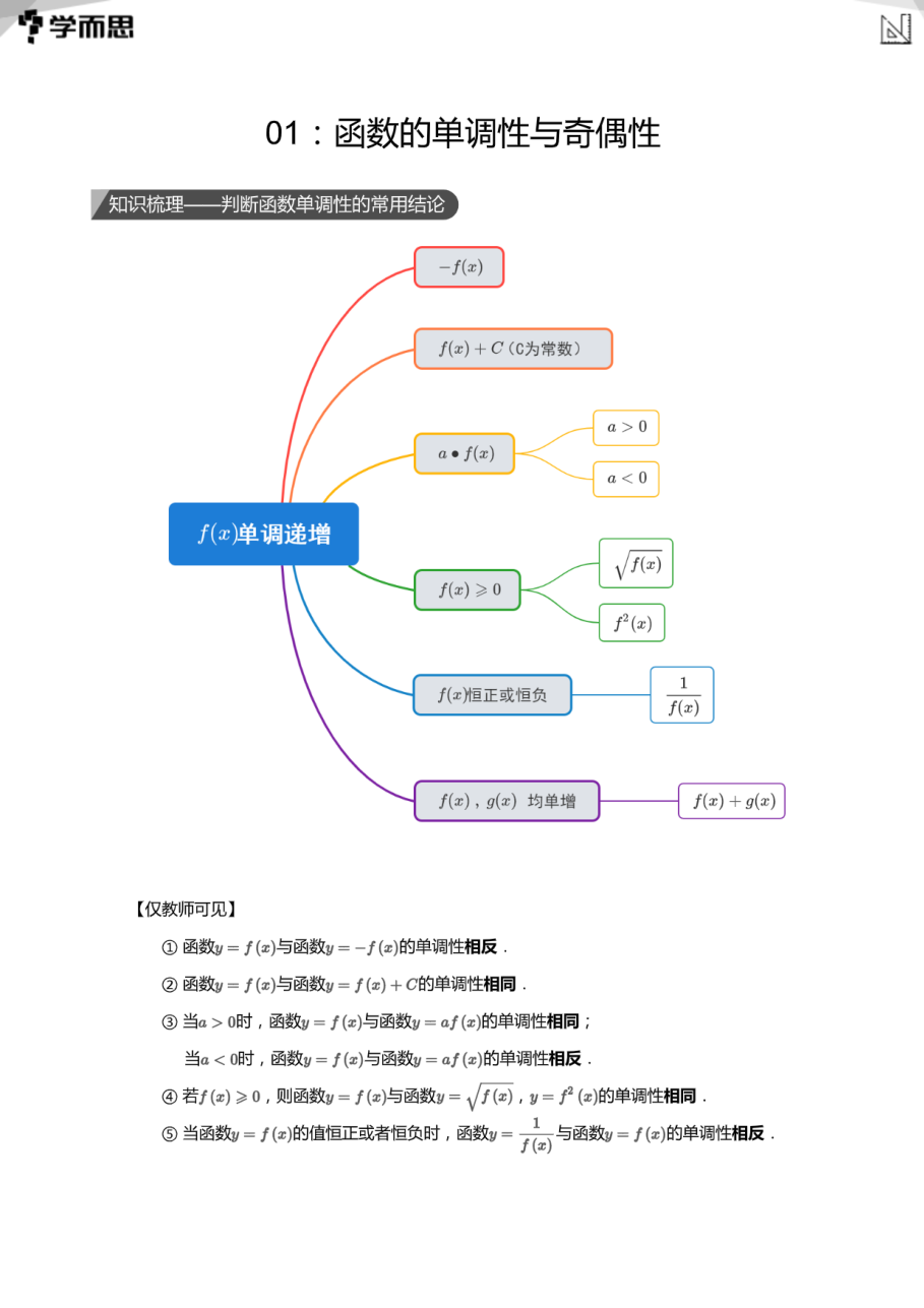 01：函数的单调性与奇偶性(教师版).pdf 第 1 页