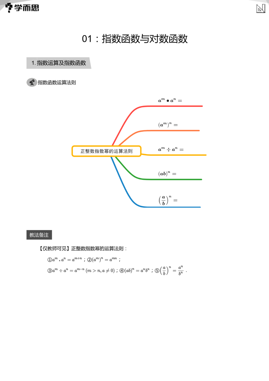 01：指数函数与对数函数(教师版).pdf 第 1 页