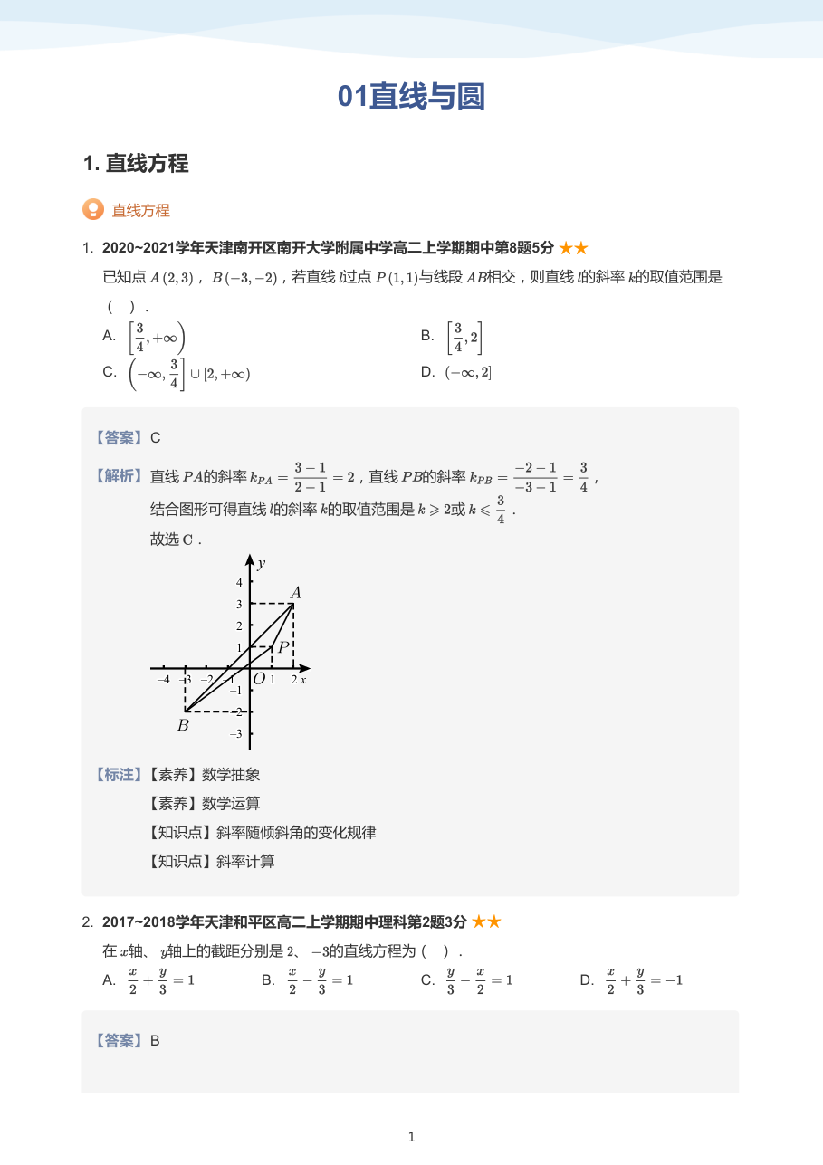 01直线与圆(教师版).pdf 第 1 页