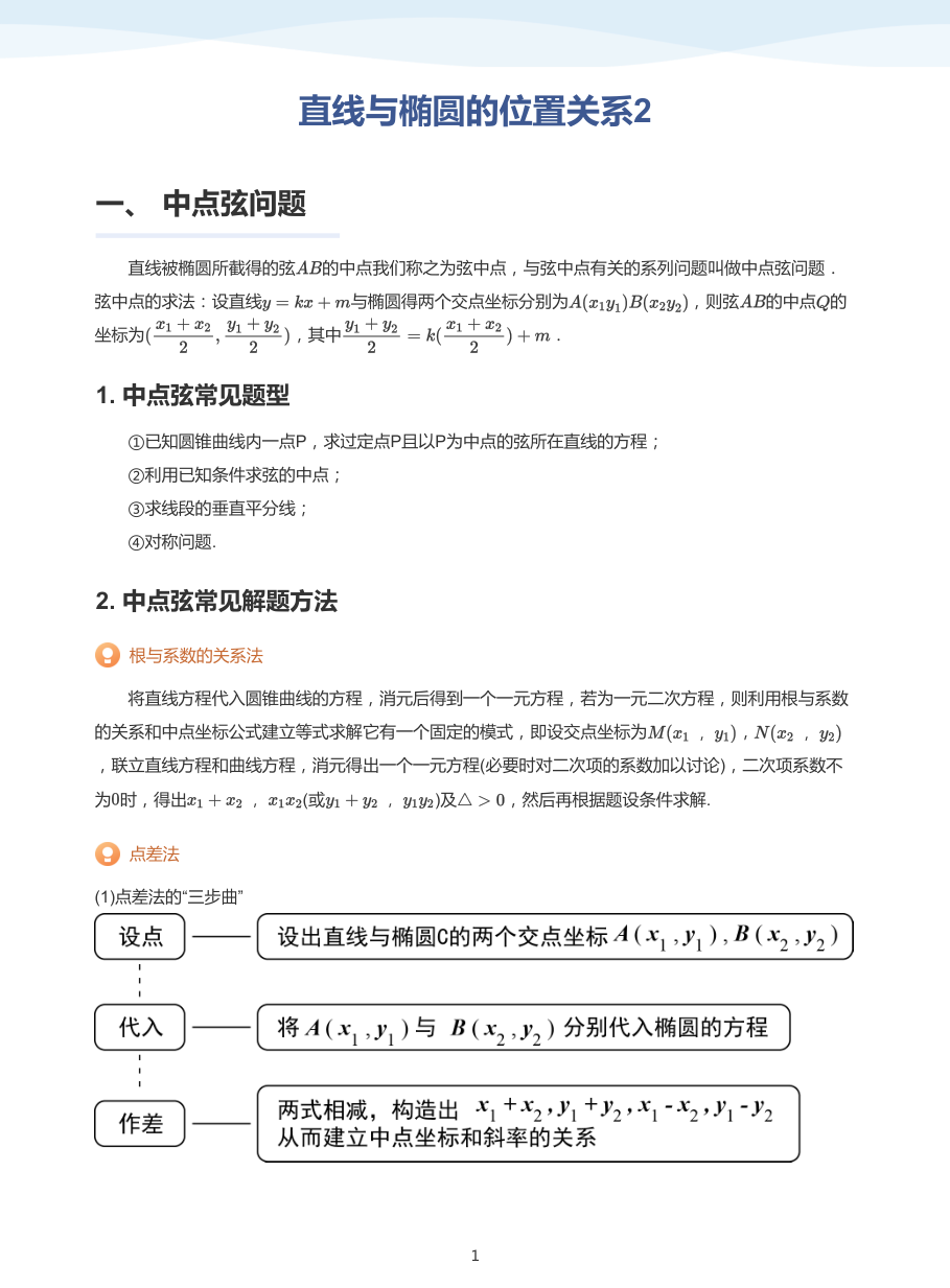 直线与椭圆的位置关系2-讲义（学生版）.pdf 第 1 页
